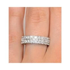 2 Row Diamond 1.00ct And 18K White Gold Half Eternity Ring - N4499 -The Diamond Store n4499 v2