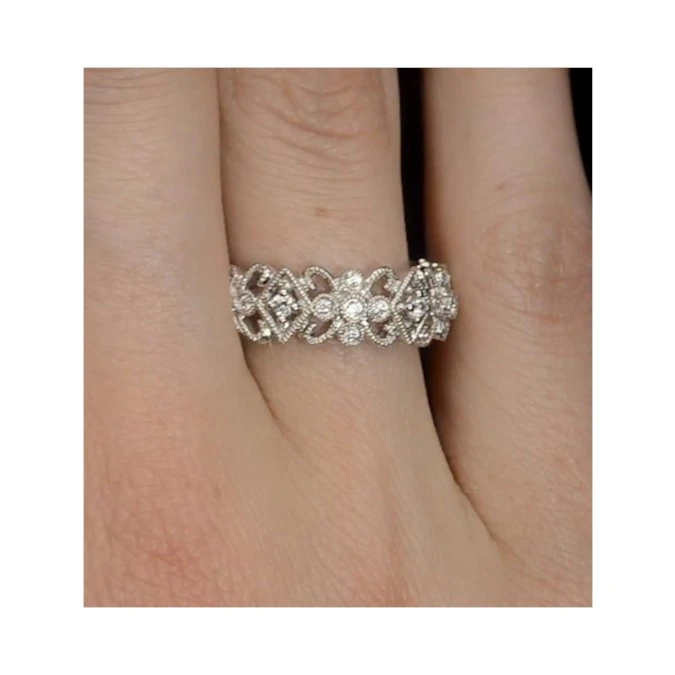 Diamond Eternity Ring - Trellis - 0.42ct Set In 18K White Gold - N4520 4 Diamond Eternity Ring - Trellis - 0.42ct Set In 18K White Gold - N4520 - Image 4