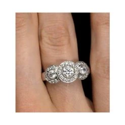Celeste Halo Pave Ring 0.92ct Of H/Si Lab Diamonds In 9K White Gold -The Diamond Store n4522 v1