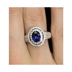 Sapphire Ring With A Diamond Halo 0.65ct In 18K White Gold N4525 9 Sapphire Ring With A Diamond Halo 0.65ct In 18K White Gold N4525 -The Diamond Store n4525 v1