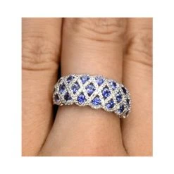 Sapphire 1.36CT And Diamond Lattice Ring In 18K White Gold - N4539Y -The Diamond Store n4539y v1