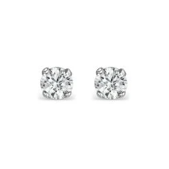 Diamond Earrings 0.30CT Studs H/SI Quality In 18K White Gold - 3.4mm