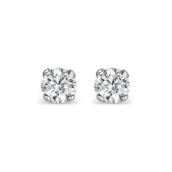 Diamond Earrings 0.50CT Studs H/SI Quality In 18K White Gold - 4.1mm