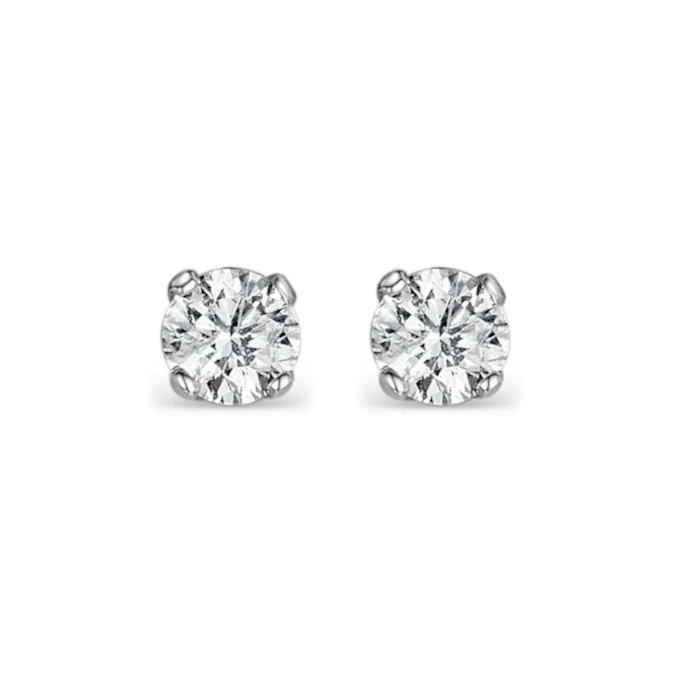Diamond Earrings 0.50CT Studs H/SI Quality In 18K White Gold - 4.1mm 1 Diamond Earrings 0.50CT Studs H/SI Quality In 18K White Gold - 4.1mm