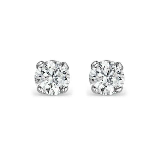 Diamond Earrings 0.66CT Studs H/SI Quality In 18K White Gold - 4.5mm 1 Diamond Earrings 0.66CT Studs H/SI Quality In 18K White Gold - 4.5mm