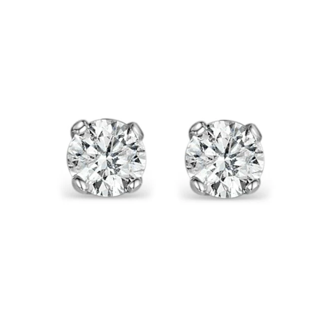 Diamond Earrings 1.00CT Studs H/SI Quality In 18K White Gold - 5.1mm 1 Diamond Earrings 1.00CT Studs H/SI Quality In 18K White Gold - 5.1mm