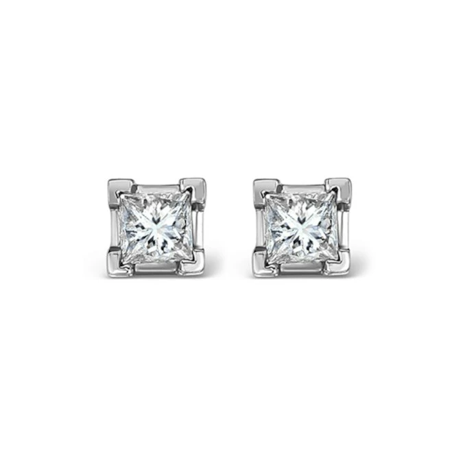 Platinum Princess Diamond Earrings - 0.66CT - H/SI - 3.8mm 1 Platinum Princess Diamond Earrings - 0.66CT - H/SI - 3.8mm