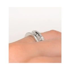 3 Row Diamond 1.00ct And Platinum Half Eternity Ring -The Diamond Store s3479 v1