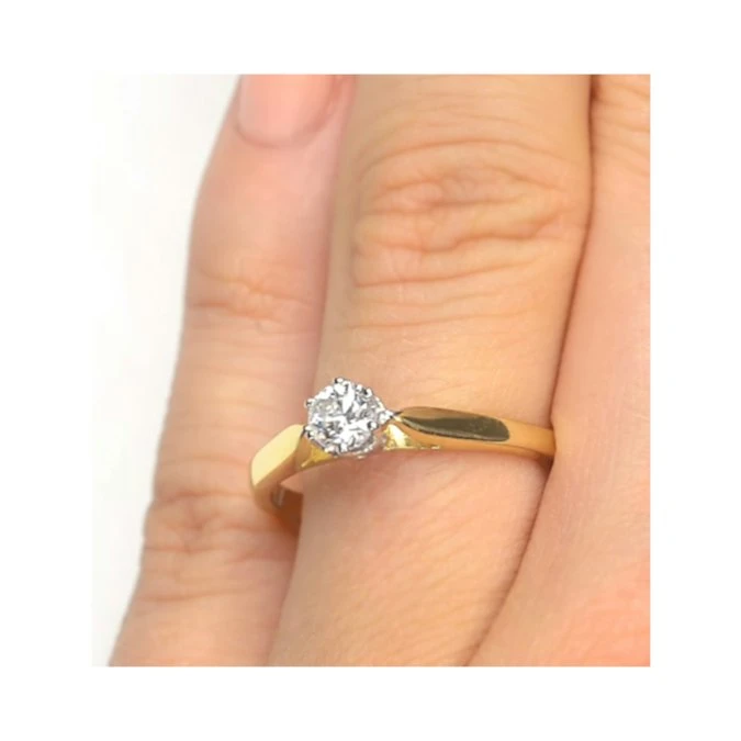 Certified Low Set Chloe 18K Gold Diamond Engagement Ring 0.25CT-F-G/VS 4 Certified Low Set Chloe 18K Gold Diamond Engagement Ring 0.25CT-F-G/VS - Image 4