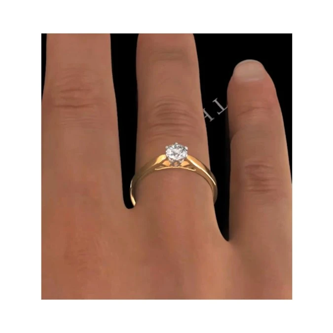 Certified 0.50CT Chloe Low 18K Gold Engagement Ring E/VS2 4 Certified 0.50CT Chloe Low 18K Gold Engagement Ring E/VS2 - Image 4