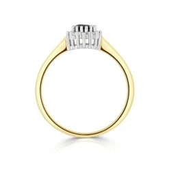 Sapphire 3 X 3mm And Diamond 9K Gold Ring -The Diamond Store y1048s 19