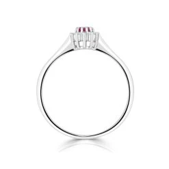 Ruby 4 X 3mm And Diamond 9K White Gold Ring -The Diamond Store y1819s 19