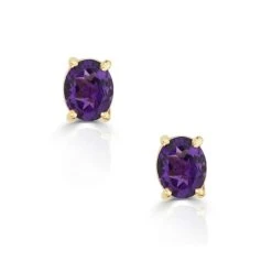 Amethyst 5 X 4mm 9K Yellow Gold Earrings