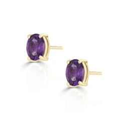 Amethyst 5 X 4mm 9K Yellow Gold Earrings 8 Amethyst 5 X 4mm 9K Yellow Gold Earrings -The Diamond Store z1082s2 19