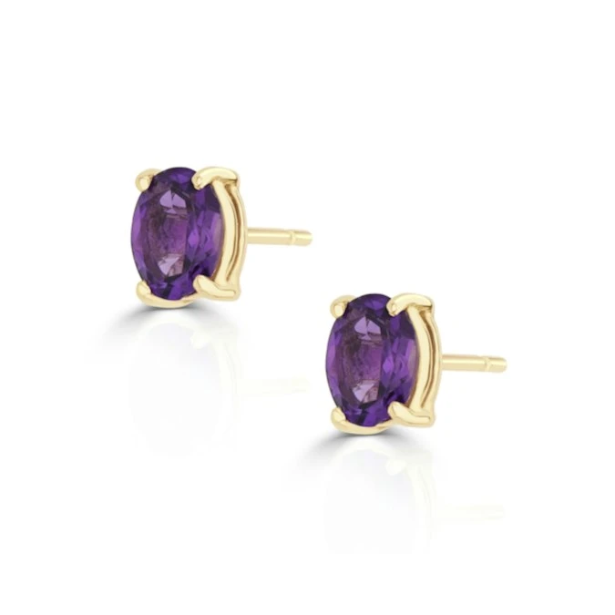 Amethyst 5 X 4mm 9K Yellow Gold Earrings 3 Amethyst 5 X 4mm 9K Yellow Gold Earrings - Image 3